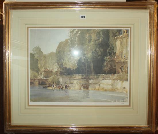 After Sir William Russell Flint, limited edition print, Under the Terrace, Bratome, 85/653, blind stamp